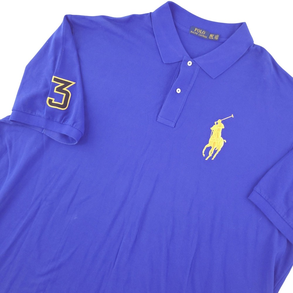 Polo Ralph Lauren Polo Shirt Mens 4XLT Tall Blue Big Pony Logo Cotton Casual Top